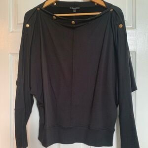Button sleeve shirt, size large, black with gold buttons